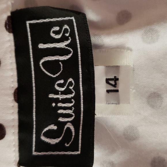 Never worn size 14 runs small brown polka dot white cotton dress - Picture 8 of 9